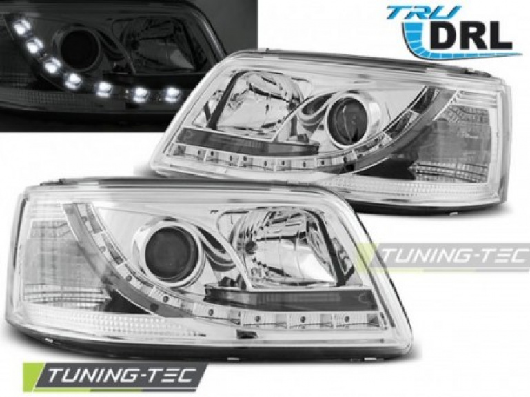 LED Tagfahrlicht Scheinwerfer für VW T5 03-09 chrom